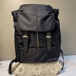 Steve Madden Black Backpack with Gold Buckles